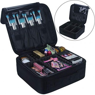 Travel Makeup Cosmetic Case Organizer Portable Artist Storage Bag with Adjustable Dividers for Cosmetics Makeup Brushes